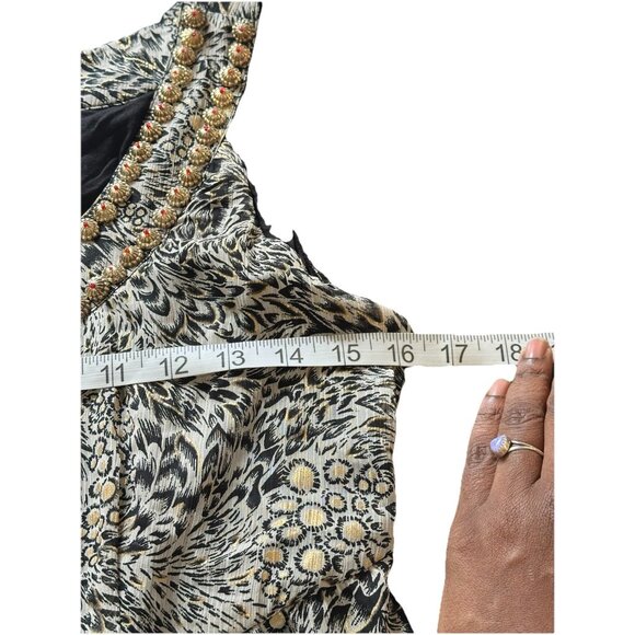 Soft Surroundings Maxi Dress Womens Small Animal Print Black A-Line Tiered Boho - Picture 8 of 12